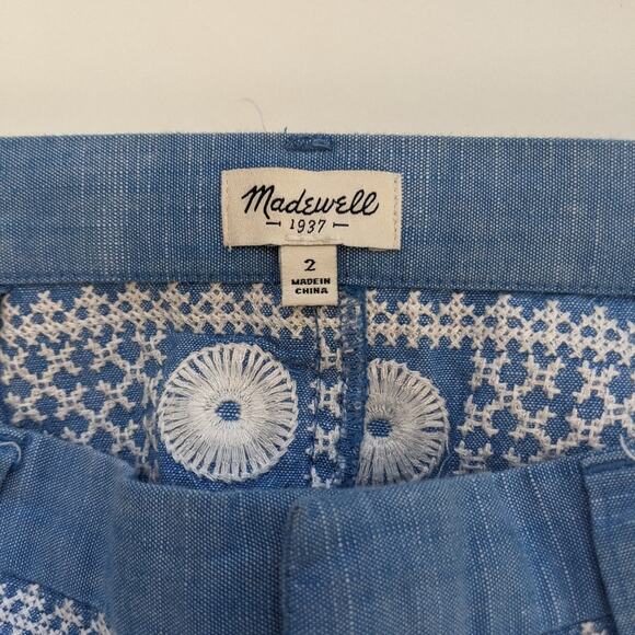 Madewell Chambray Sunstitch Shorts Blue 2 - Picture 9 of 10